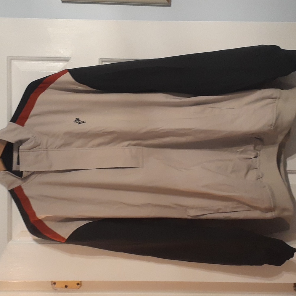 Ashworth Beige and Black Windbreaker with Red Accents